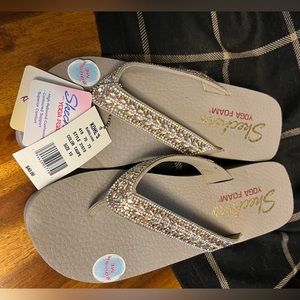 Rhinestone Lined Flip Flops